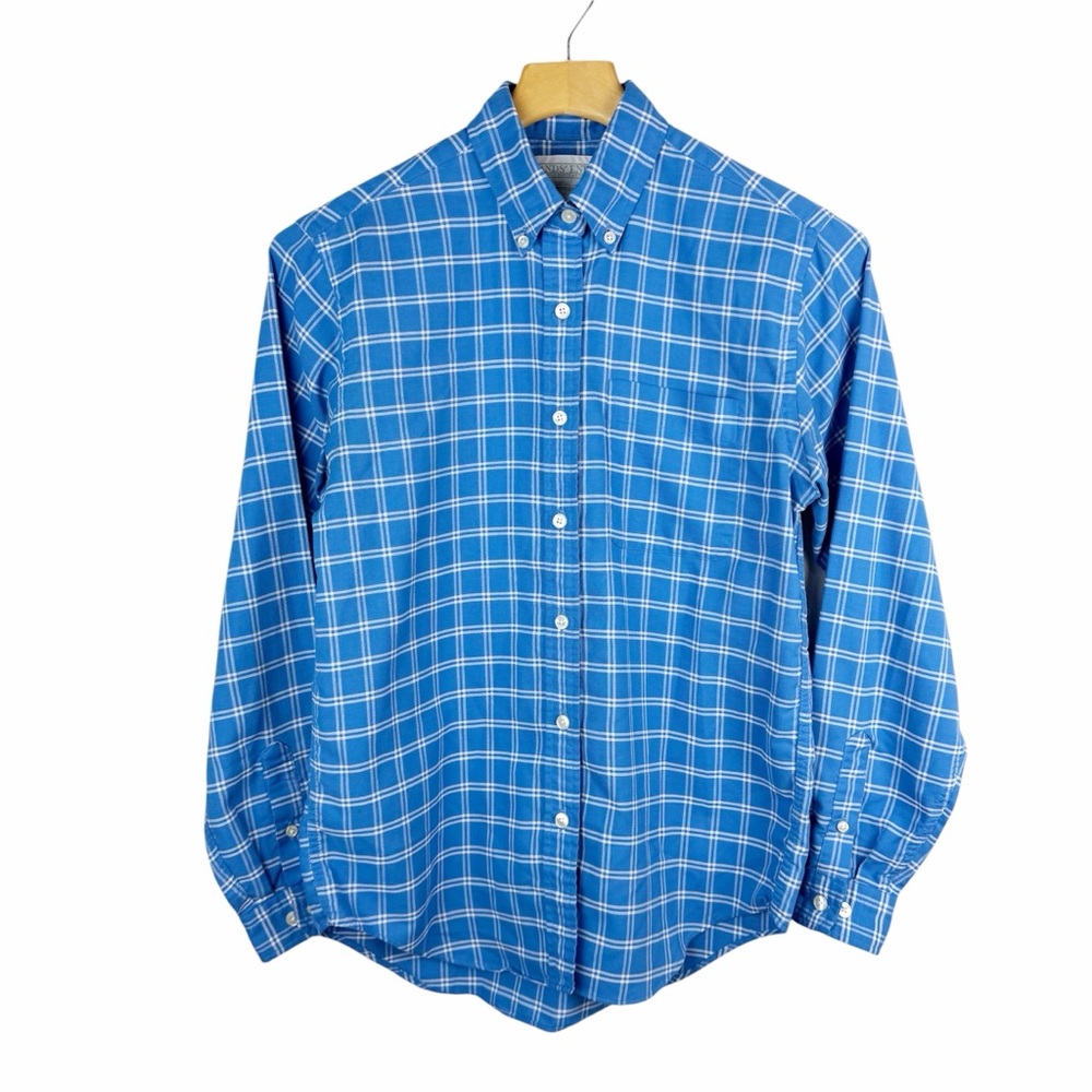 Vintage Lands End Blue Plaid Button Down Shirt Size 4